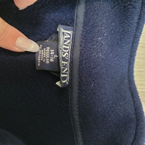 Lands' End Boys' L 14-16 Regular Navy Blue Fleece Full-Zip Jacket warm fall - Picture 4 of 4